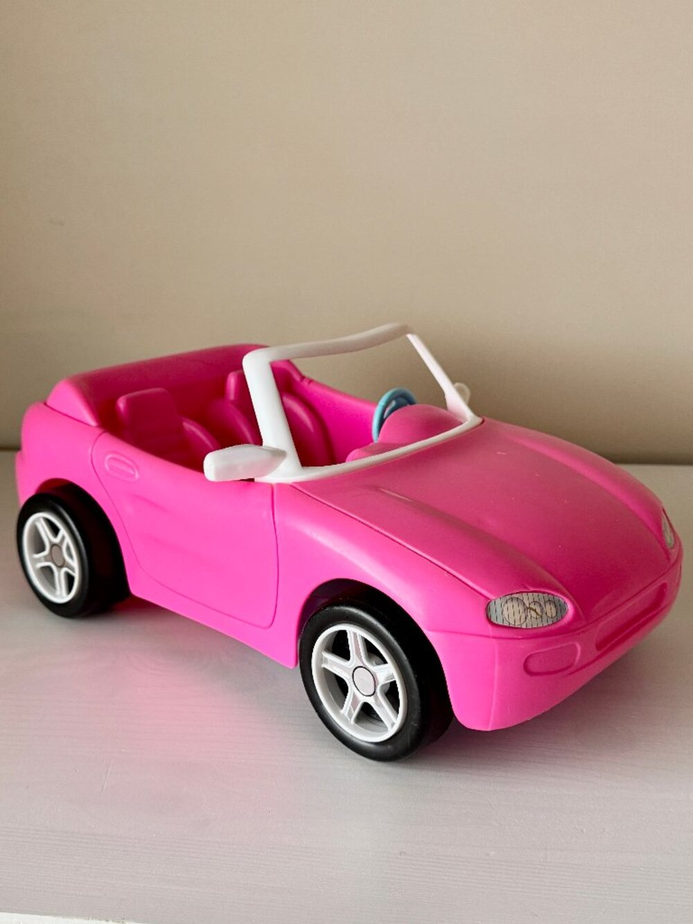 Toy DOLL CAR 13" Pink Convertible Two-Seater Smooth Riding Fits Barbie Dolls